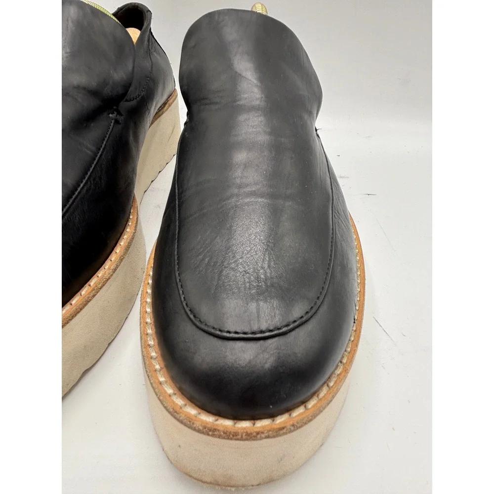Vince Men's Black Leather Slip-On Platform Loafers Size 9M / EU 39